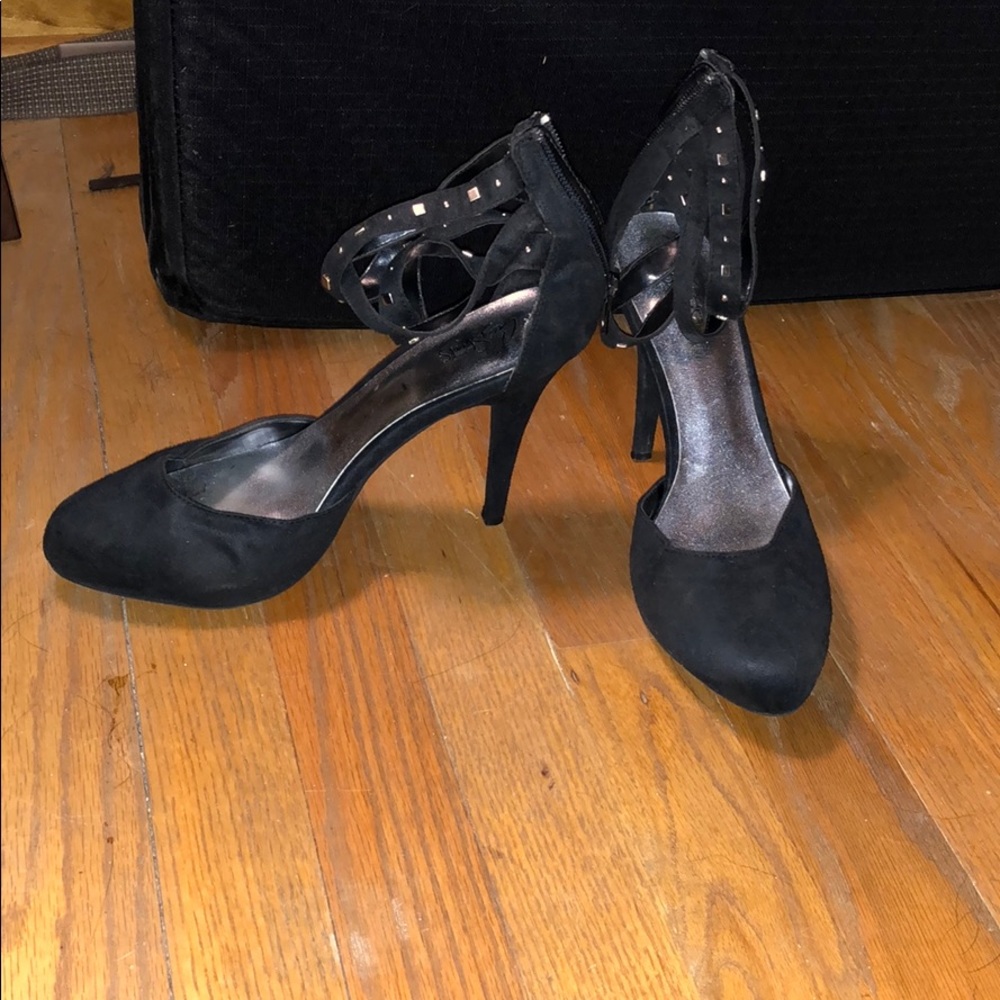 Studded black high heels